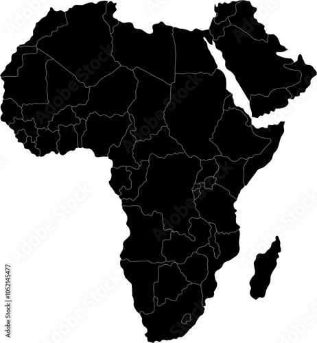 Detailed map of Africa, showcasing country borders