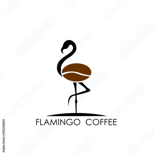 flamingo coffee. logo design concept vector illustration