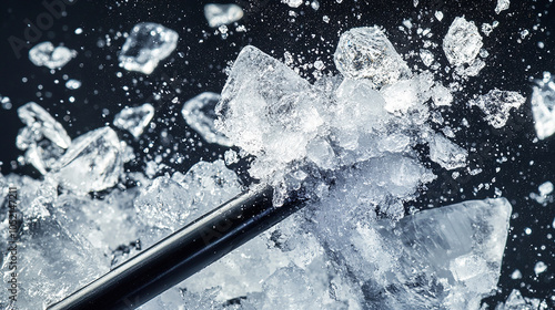 Close-up of ice shards crushed with an ice pick photo