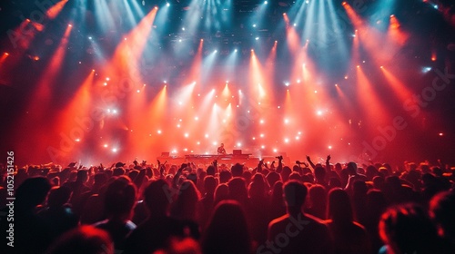 Concert Crowd Illuminated by Stage Lights photo