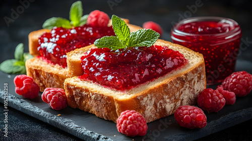 Raspberry Jam Toast with Fr...