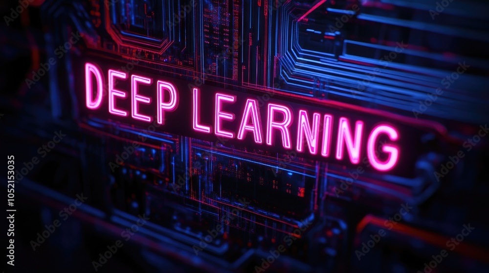 Bright and Illuminated DEEP LEARNING Symbolizing AI and Neural Networks in an Advanced Digital Style Against a Dark Background Bright and Illuminated DEEP LEARNING Symbolizing AI and Neural Networks in an Advanced Digital Style Against a Dark Background