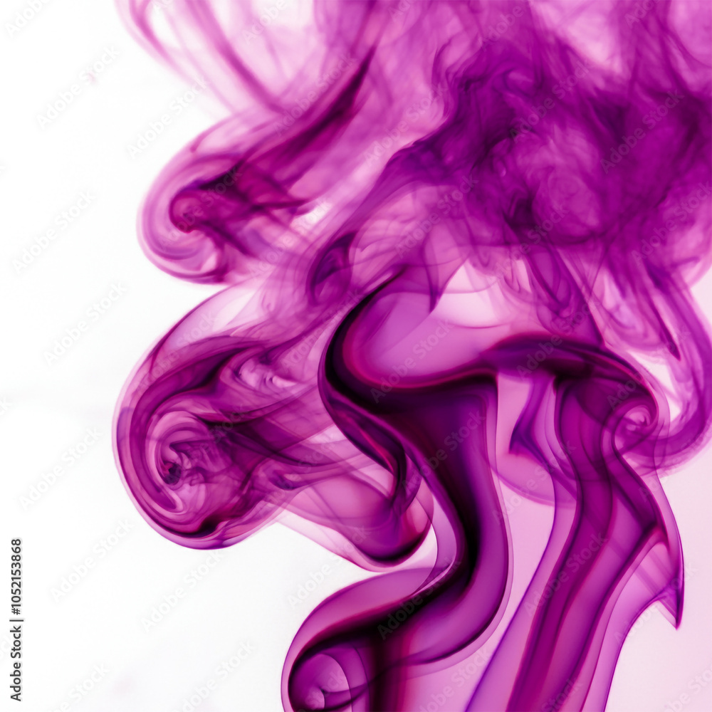 Fototapeta premium Purple Smoke, Swirling and Rising, Steam Mist Fume Cloud Fog Fume Haze, Whisp Through the Air, Overlay Element, Graphic Resource Effect