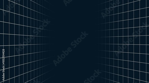 Motion graphic of white line floor mirror with black background.