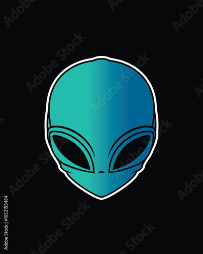 Classic alien with big eyes. Original vector illustration in vintage style. T-shirt design.