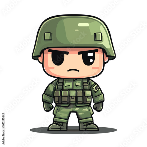 vector flat style character angry military white background .Generative AI