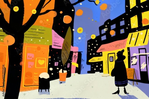 Colorful Urban Night Scene