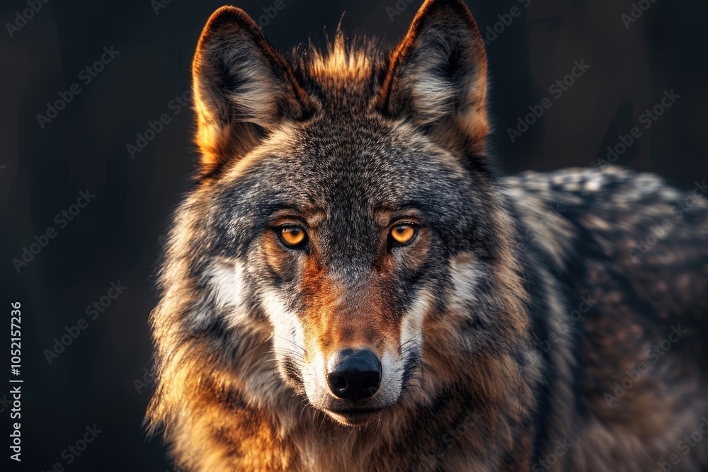 Grey Wolf Canis lupus Portrait captive animal Grey Wolf Canis lupus Portrait captive animal
