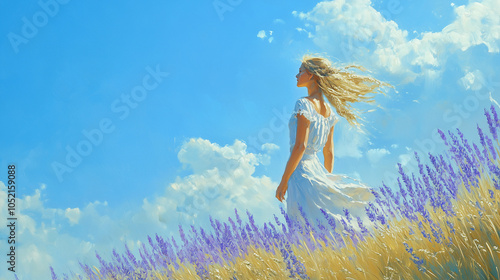 Woman in Wheat Field - Peaceful Summer Day