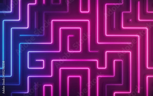 Wallpaper Mural Aerial view of a glowing labyrinth maze, neon lights illuminating the path in an abstract, futuristic landscape, glowing labyrinth, futuristic puzzle Torontodigital.ca
