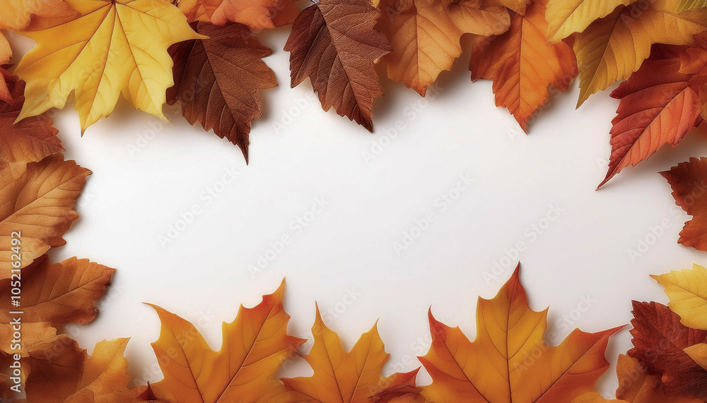 Fototapeta premium frame of autumn leaves isolated on white background