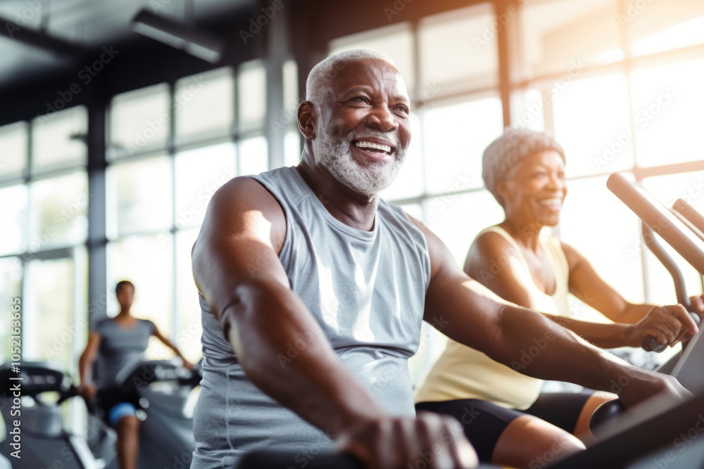 photo of happy senior african people working out inthe gym. photo of happy senior african people working out inthe gym.