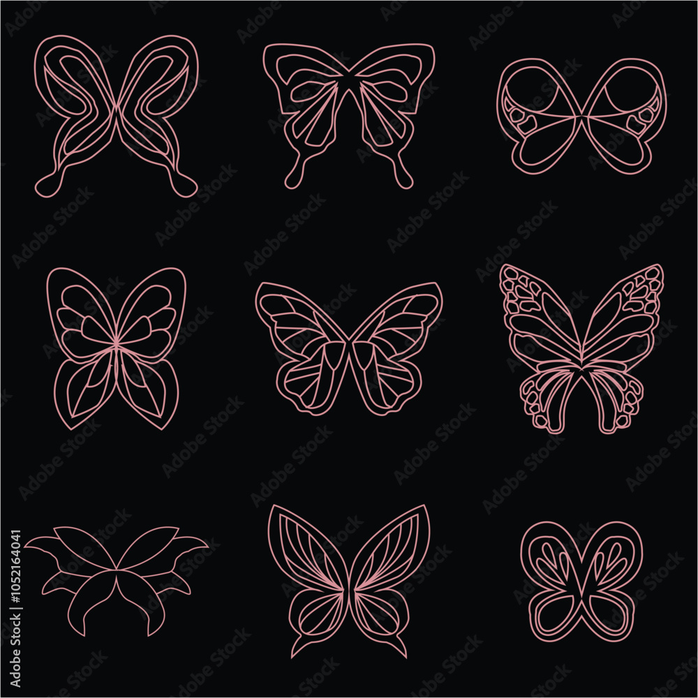 Fototapeta premium Butterfly line art 1
