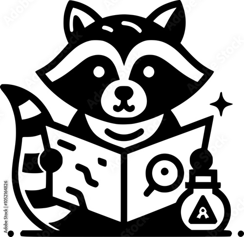 Pirate Raccoon Map Seeker Vector Design Element