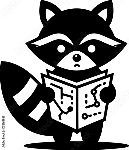 Adventurous Raccoon Character Quest Design Element