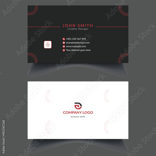 Elegant black and red business card template.