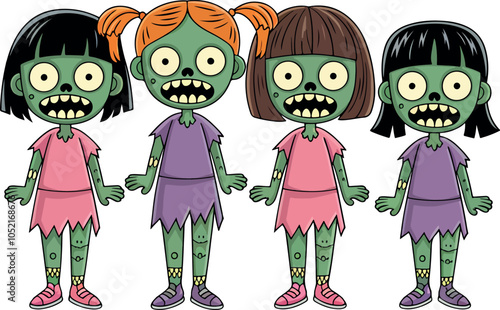 Cartoon Zombie Character with Striped Shirt
Playful cartoon zombie with green skin, wide eyes, and striped shirt. Ideal for Halloween themes, spooky designs, and horror illustrations.