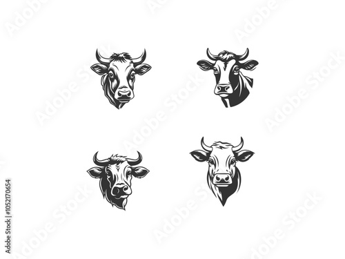 A set of  cow logo vector, vector and illustration,