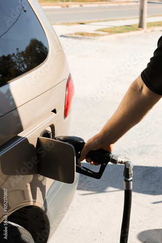 Fotografía close-up of person filling the car with gas