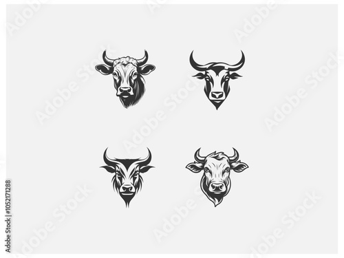 A set of  cow logo vector, vector and illustration,