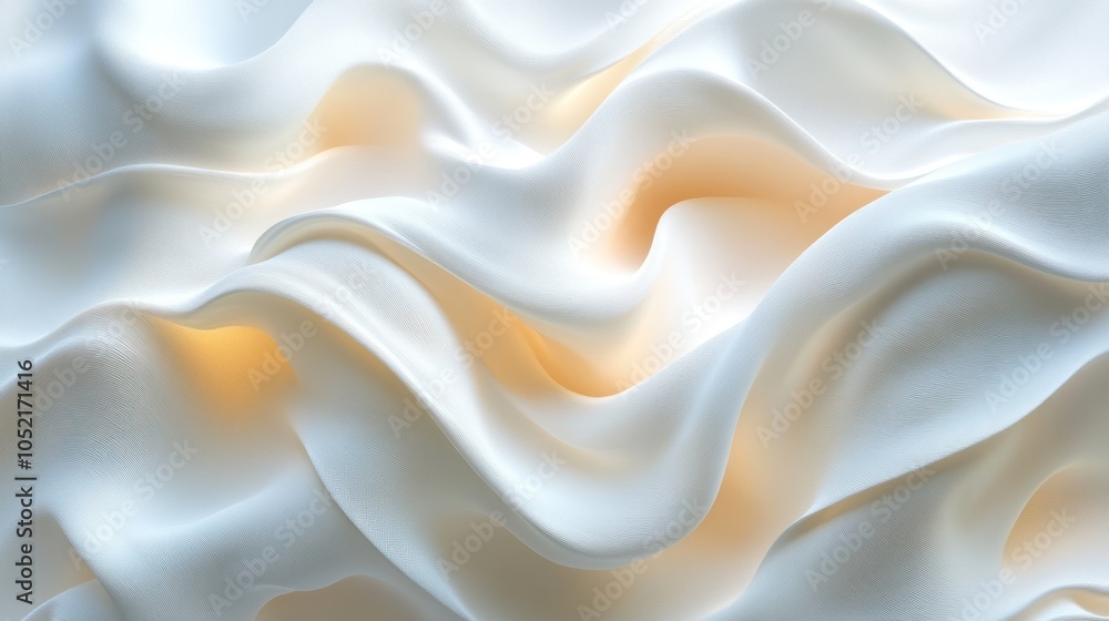 Fototapeta premium Abstract White and Orange Fabric Waves with Textured Surface
