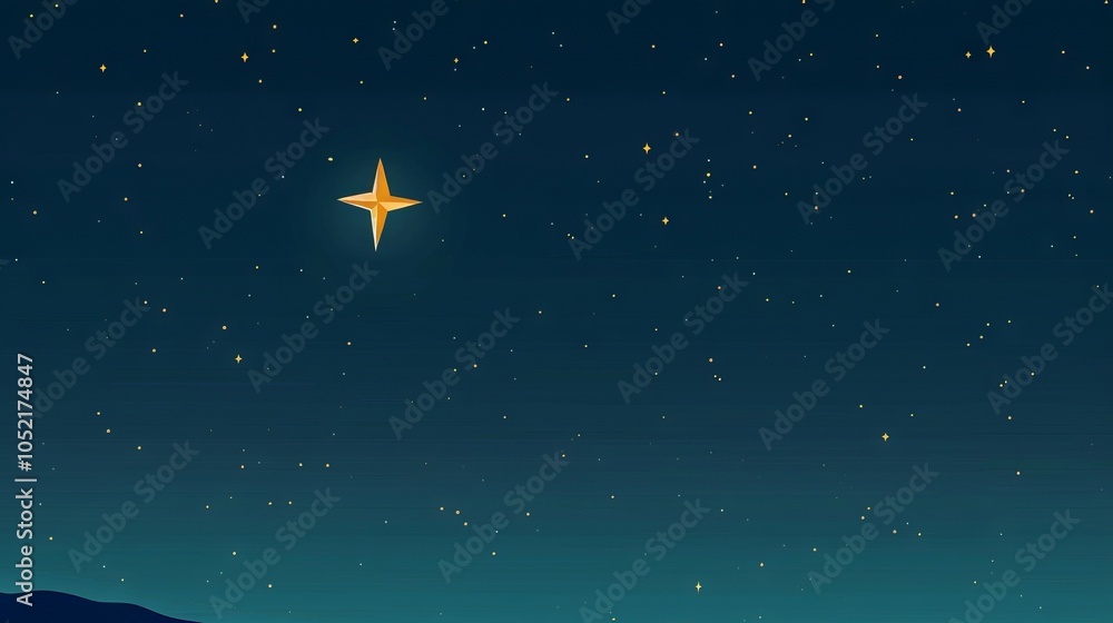 Fototapeta premium Night sky star hope. Bright star shines, night sky beauty. Represents guidance, hope, and faith. Celestial wonder.