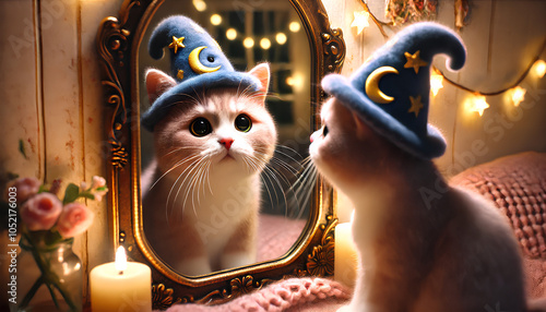 cat in a magical mirror