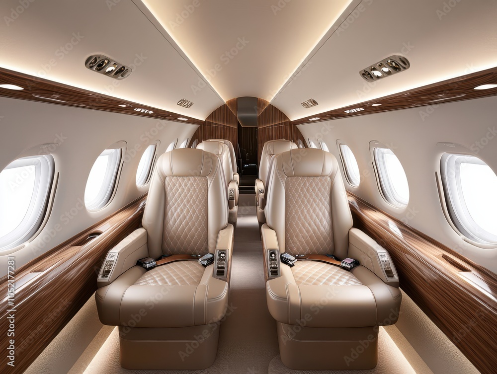 Luxurious private jet interior with plush seating and modern amenities, offering comfort for discerning travelers. Luxurious private jet interior with plush seating and modern amenities, offering comfort for discerning travelers.
