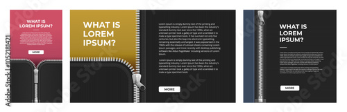 Vector open zipper background. Design concept banner.