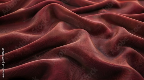 Rich red fabric drape. Luxurious maroon textile, soft folds convey elegance and mystery.  Perfect for design projects. photo