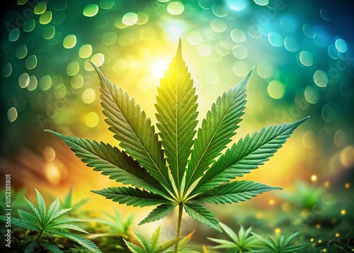 Vibrant Marijuana Leaf Design with Natural Elements for Wellness and Relaxation Themes