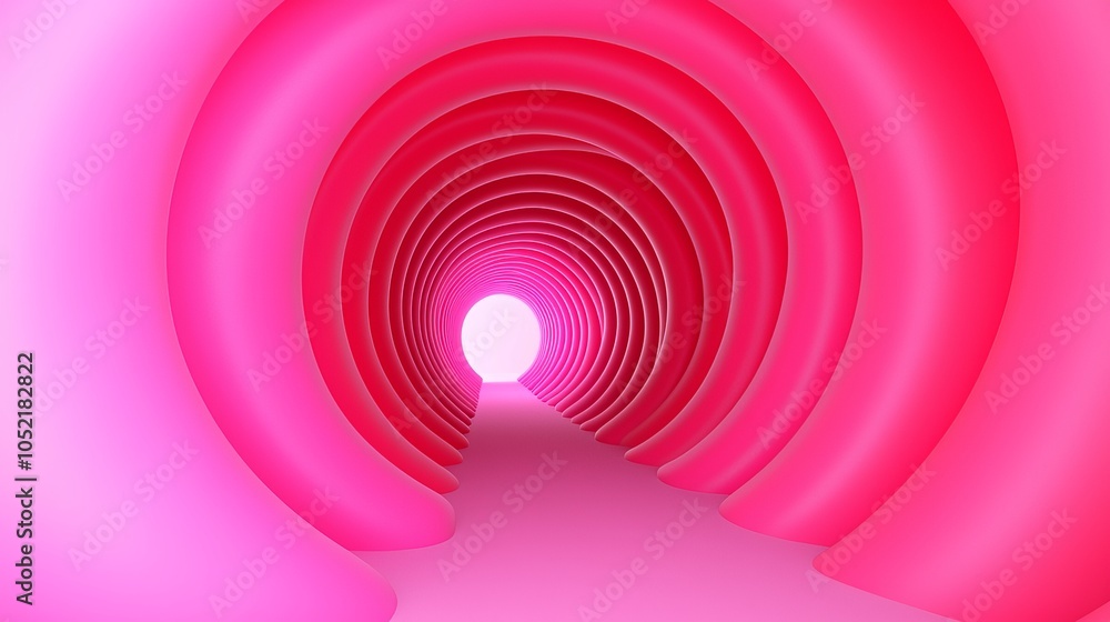 Fototapeta premium Exploring the depths of a vibrant pink tunnel a journey through color and form in abstract design
