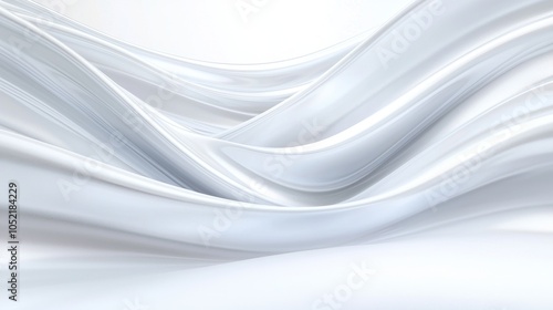 Elegant flowing white fabric waves creating a sense of calm and serenity in a minimalistic design aesthetic