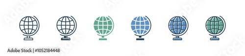 simple school globe earth map icon set education learning planet earth geography study with spin globe signs illustration for web and app
