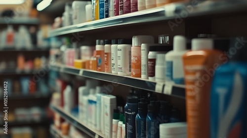 A vibrant array of personal care products on a supermarket shelf.