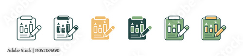 school exam score clipboard with pencil icon set business statistic chart bar presentation test result signs vector illustration for web and app