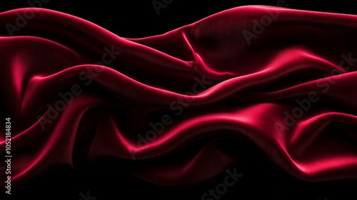 Elegance in motion captivating red silk fabric flowing in sensuous waves against a stark black background