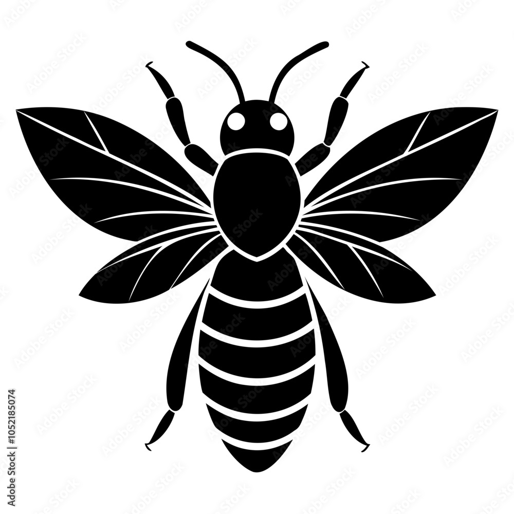 Bee Black silhouette vector illustration isolated on a transparent background Bee Black silhouette vector illustration isolated on a transparent background