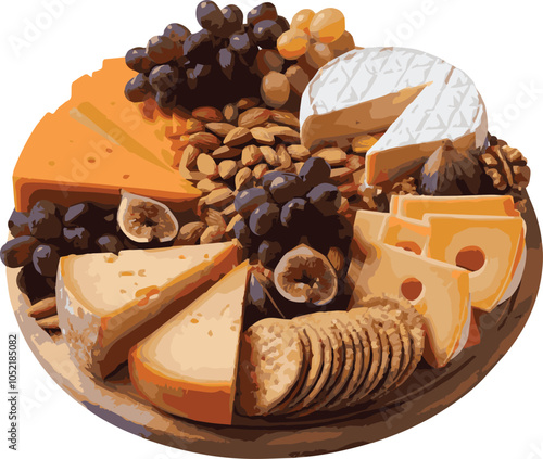 Cheese board isolated on a transparent background