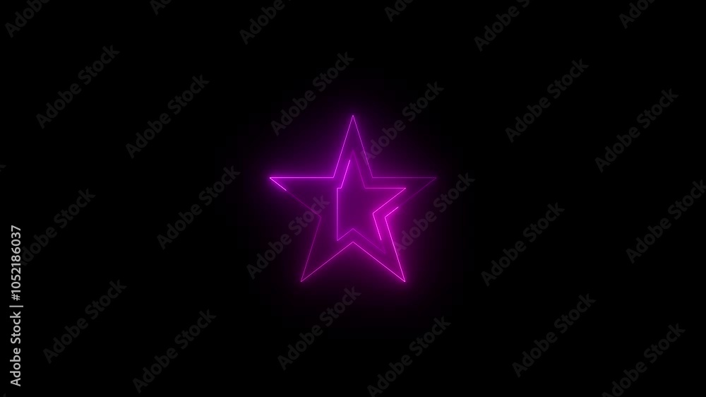 Neon outline quarter star left icon glowing black background animation Neon outline quarter star left icon glowing black background animation