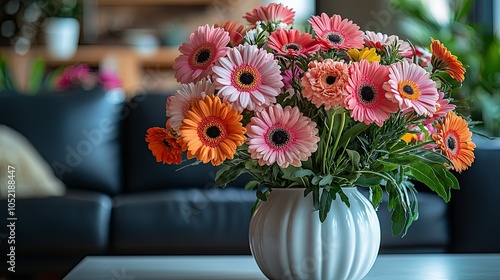 Fresh Bouquet of Colorful Flowers in Vase