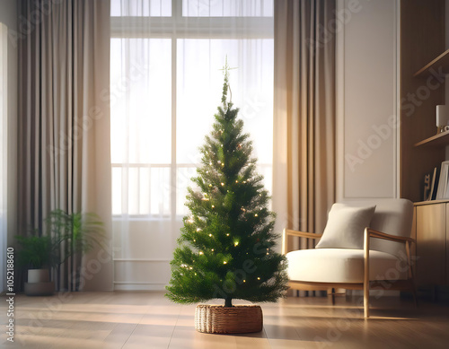 small christmas tree placed designated area room decoration purposes