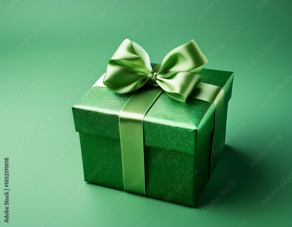 Obraz premium green gift box highly detailed realistic solid background perfectly