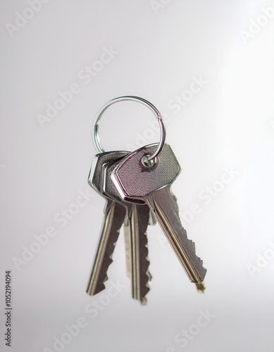 House Keys floating or flying isolated white background