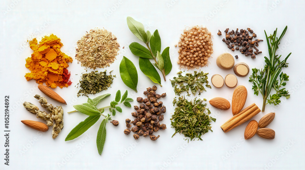Fototapeta premium Herbal Medicine Top visual on white background 