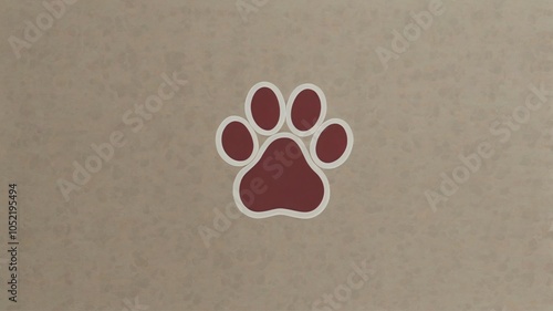 A simple maroon paw print design on a neutral background ideal for animal-themed projects or promotions and highlighting pet care businesses