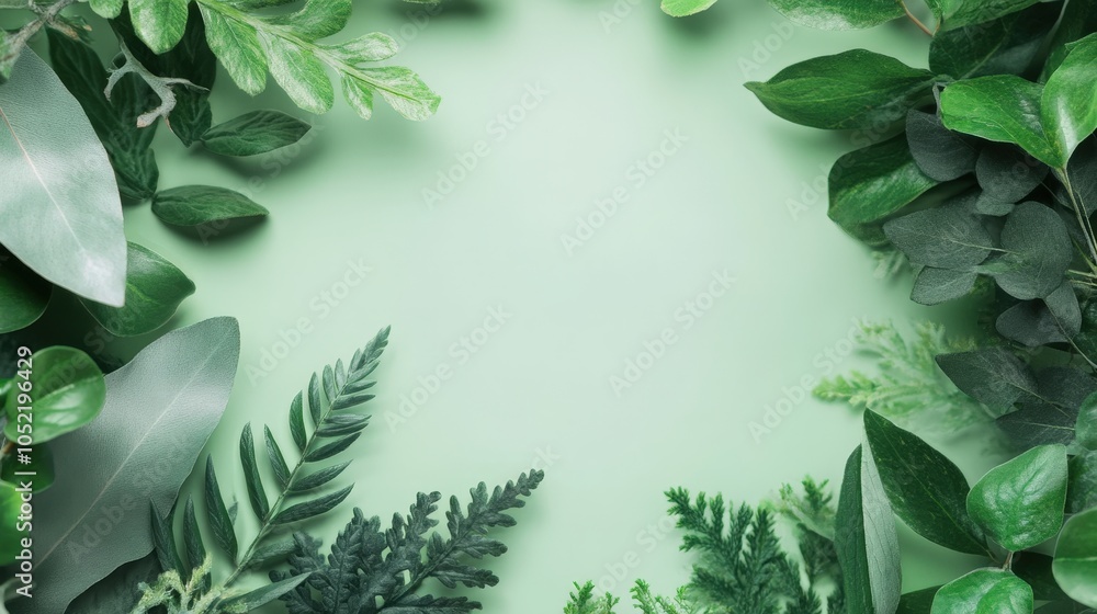 Green Leaf Frame with Blurred Background and Copy Space for Text Nature Photography Green Leaf Frame with Blurred Background and Copy Space for Text Nature Photography