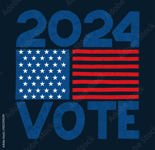 Vote 2024 in USA, banner design. Usa debate of president voting. Hand draw election voting poster. Template political election campaign. American patriotic background election day. Vector illustration