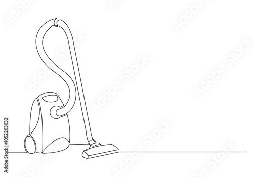 Continuous single line sketch drawing of vacuum cleaner electric household appliance one line editable stroke vector illustration