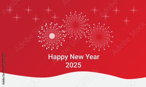 2025 - New Year background vector design with fireworks, creating a festive celebration atmosphere. Suitable for new year greeting cards, posters and promotional materials. vector eps 10 photo